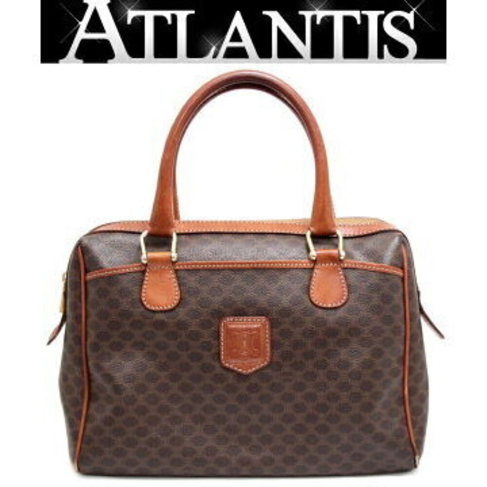 Celine Macadam Boston Handbag Leather Brown
